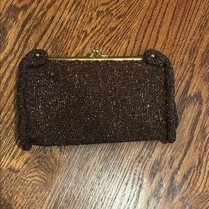 Chic Vintage Bronze Beaded Clutch
